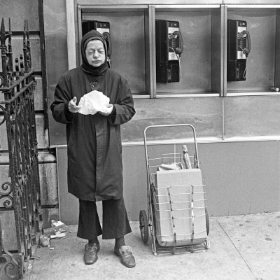 Bag Lady and Phones, Broadway