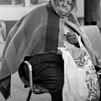 Bag Lady Smoking a Cigarette, #1