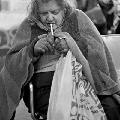 Bag Lady Smoking a Cigarette, #2