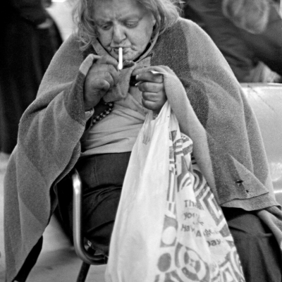 Bag Lady Smoking a Cigarette, #3